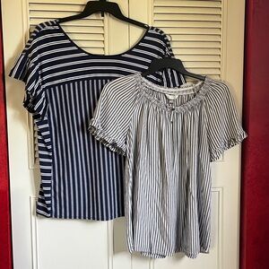 Set of 2 Terra & Sky Striped Tops Sz 0X/14W